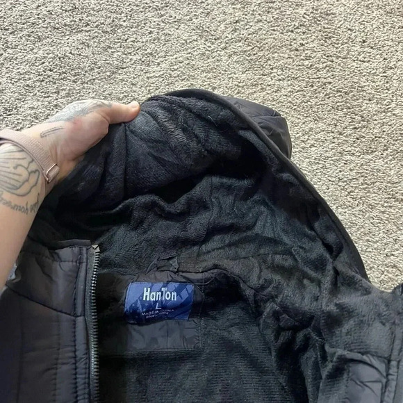 Hanton Men's Polyfill Puffer Jacket Black L Full Zip Pockets Soft Shell Packable - Picture 4 of 12